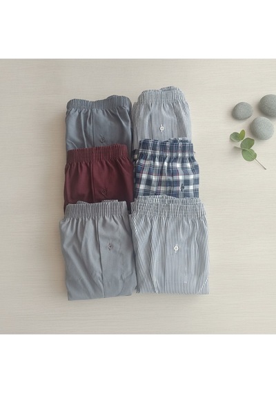 Bonbon Erkek 6'lı Paket Karışık Renk Dokuma Kumaş Boxer Bb2684 Çok Renkli