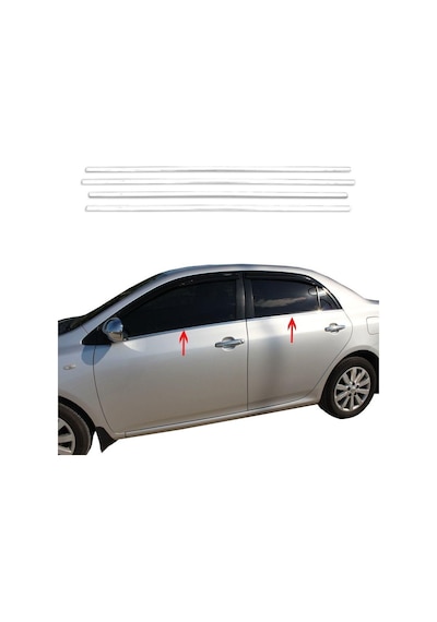 Toyota Corolla Uyumlu Sedan Krom Cam Çıtası 2007-2012 4 Parça