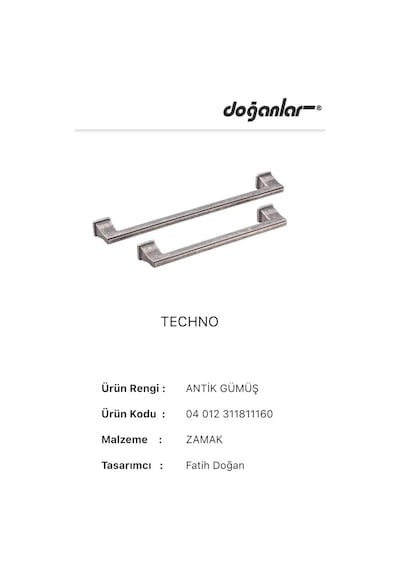 Doğanlar Techno 160 mm Mobilya Kulp Olifka Antik Gümüş