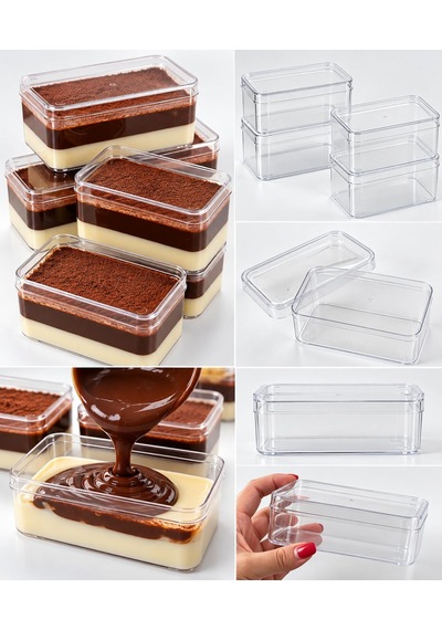 Şeffaf Kapaklı Tiramisu Magnolia Tatlı Pasta Sunum Ve Saklama Kabı 10 Adet