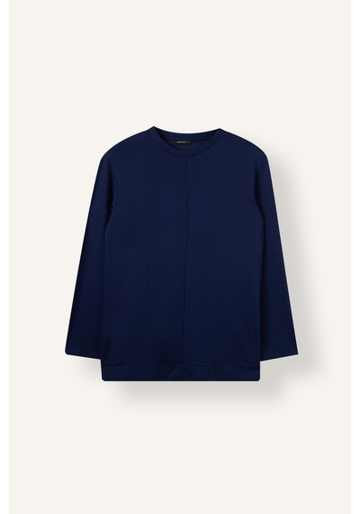 Defacto Regular Fit Bisiklet Yaka Önü Dikiş Detaylı Uzun Kollu Tunik Basic Sweatshirt I4194ax26aunv31 Lacivert-nv31