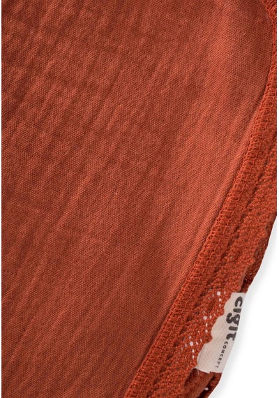 Dantel İşlemeli Tekkat Müslin Battaniye 100x100 Cm +/- 3 Cm Rust Kiremit