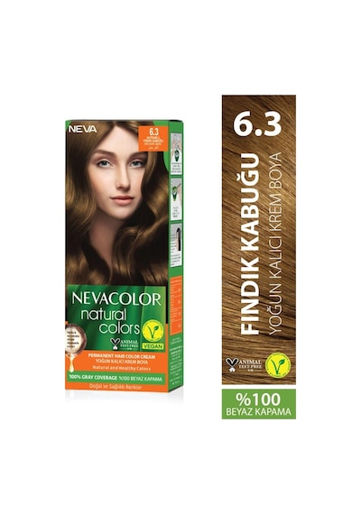 Nevacolor Natural Colors 6.3 Fındık Kabuğu - Kalıcı Krem Saç Boyası Seti