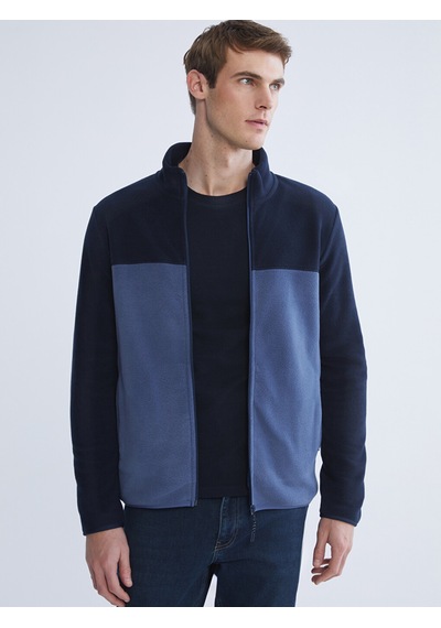 Lcwaıkıkı Basic Lacivert Dik Yaka Polar Erkek Fermuarlı Sweatshirt