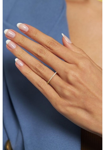 Roza Silver Zirkon Taşlı Gold Minimal Tamtur Gümüş Yüzük Rr10003