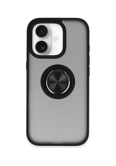 Newface Apple İphone 16 Kılıf Montreal Yüzüklü Silikon Kapak - Siyah