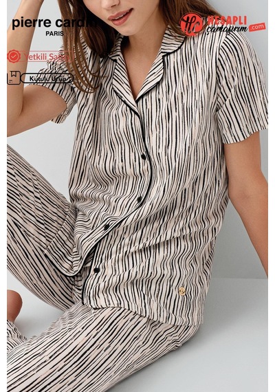 Pierre Cardin Paris Premium Kadın Modal Pamuklu Önden Düğmeli Rahat Kalıp Kısa Kol Pijama Takım ekru Pierre Cardin Paris Premium Kadın Modal Pamuklu Önden Düğmeli Rahat Kalıp Kısa Kol Pijama Takım ekru