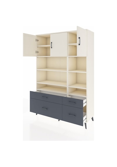 Hyperion Dolap 10 Raflı 4 Çekmeceli 3 Kapaklı 132x44x195 Aytaşı-aytaşı/antrasit Aytası/antrasıt