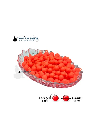 Kulplu Turuncu Sazan Balık Boncuğu 10 Mm Kulp / İç Çap: 2 Mm