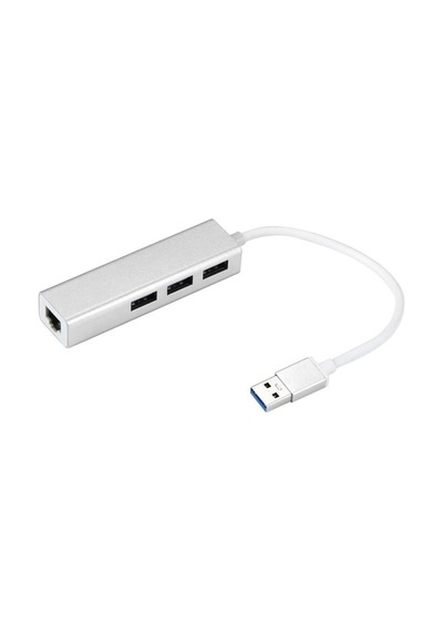 Alüminyum Type-a Usb 3.0 Hub Çoklayıcı + Rj45 Lan Ethernet Dönüştürücü Adaptör