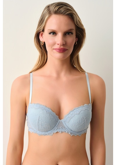 Suwen Cosmopolitan Dantelli Yarı Destekli Balenli Sütyen St4453609a015 Mavi