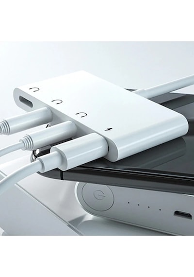 Ally Andriod Usb Type C 4in1 Otg Ses Adaptörü Çift Dc 3.5mm Jack- 5775 Beyaz