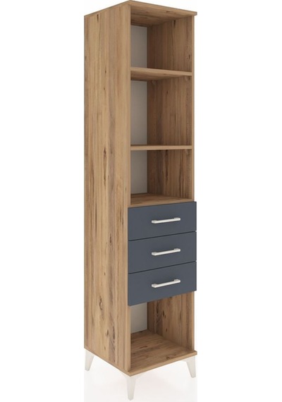 Hyperion Dolap 3 Raflı 3 Çekmeceli 44x44x195 Çam-antrasit Atlas Çam