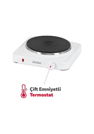 Simfer HP1500W Beyaz Hot Plate Tek Gözü Elektrikli Ocak