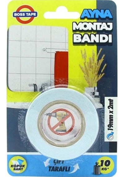 Bosstape Ayna Montaj Bandı 19 MM x 2 Metre