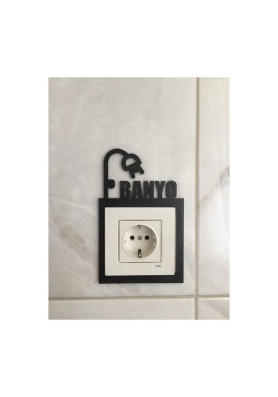Banyo Priz Çerçevesi Ahşap Siyah
