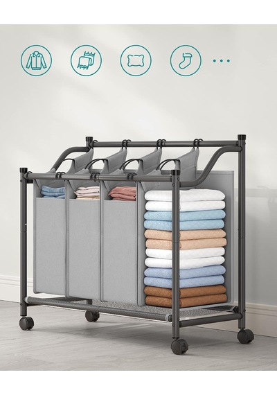 Tekerlekli Çamaşır Sepeti, 4 Çıkarılabilir Kumaş Cepli Çamaşır Ayırıcı, Çamaşır Toplayıcı, Oyuncaklar İçin Saklama Yeri, Ahır, 4 X 35 Litre, Gri Lsf005gs Çok Renkli Tekerlekli Çamaşır Sepeti, 4 Çıkarılabilir Kumaş Cepli Çamaşır Ayırıcı, Çamaşır Toplayıcı, Oyuncaklar İçin Saklama Yeri, Ahır, 4 X 35 Litre, Gri Lsf005gs Çok Renkli
