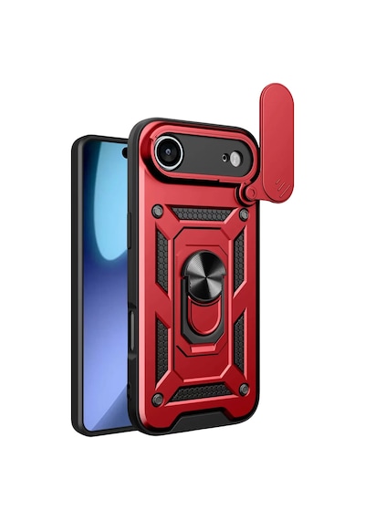 Newface Apple İphone 17 Air Pars Lens Yüzüklü Silikon - Kırmızı