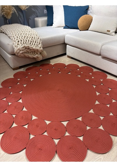 Mavaux Hasır Jüt Çiçek Desenli Kilim Halı Natural
