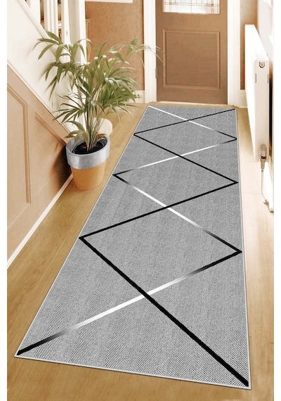 West Home Makinede Yıkanabilir Kaymaz Taban Leke Tutmaz Modern Kesme Yolluk Mutfak Yolluk Halı Yolluk Wh 531 Grey Yolluk