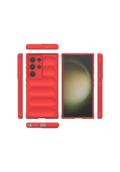 Samsung Uyumlu Galaxy S24 Ultra Kılıf Kamera Korumalı Esnek Silikon Parmak Şeritli Ata Pro Tech Lacivert