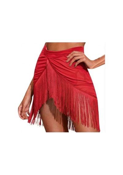 Quella Atelier Püsküllü Pareo Sarong Kırmızı Kırmızı