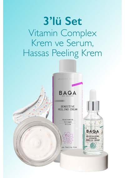 Baga Vitamin Kompleks Krem & Vitamin Kompleks Serum & Hassas Peeling Krem 3'lü Set