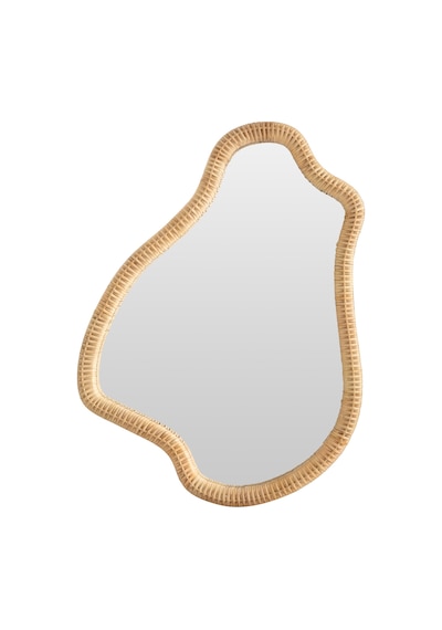 Mudo Home Larına Hasır Duvar Aynası 60x4x80 Cm Bej