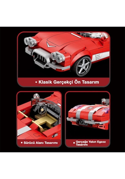 Reobrix Creator 808 Chevrolet Corvette C1 Spor Araba Yaratıcı Yapı Blok Seti Building Blocks - 311 Parça