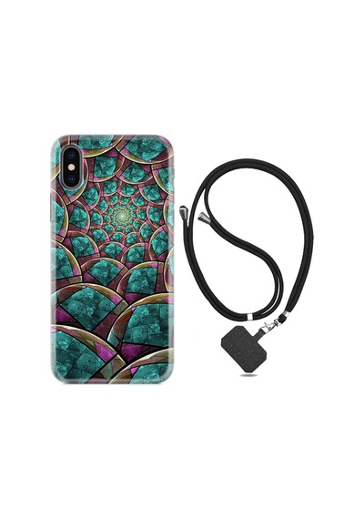 Apple Uyumlu iPhone X XS Kılıf Boyun Askılı Circles 1828