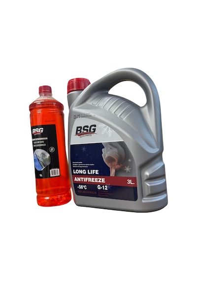 Kırmızı G12 Organik Antifriz -56 Derece 3 Litre Ve Konsantre Cam Suyu 1 Litre Takım Seti