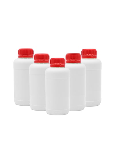 Borox Plastik Yuvarlak Kırmızı Kilit Kapaklı Numune Şişe 5 x 250 ML