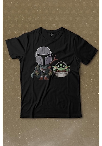 Kendim Seçtim Baby Yoda Mando Figür The Mandalorian Bebek Yoda Star Wars Baskılı Tişört Çocuk T-shirt 001