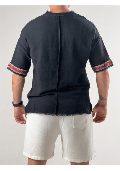 Cocopelli Kol Detaylı Tasarım Siyah Buldan Erkek T-shirt Coc3291