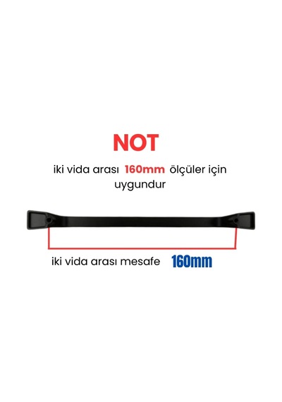 50 Adet Havai Düz Siyah Metal Mobilya Kulpu 160mm Siyah
