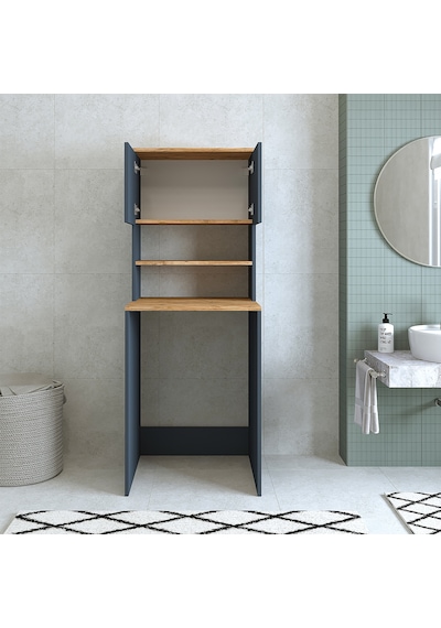 Roomart Cd10 Çamaşır Makinesi Dolabı 3 Raflı 2 Kapaklı Banyo Dola Mat Antrasit