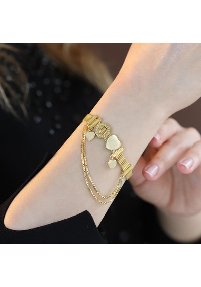 Pandora Kalp Charmlı Hasır Gold Kaplama Bileklik Gümüş