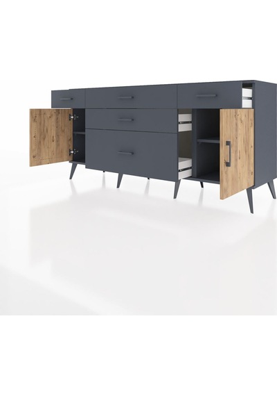 Hyperion Konsol 2 Raflı 5 Çekmeceli 2 Kapaklı 176x44x83 Antrasit-çam/antrasit Çam/antrasit Hyperion Konsol 2 Raflı 5 Çekmeceli 2 Kapaklı 176x44x83 Antrasit-çam/antrasit Çam/antrasit