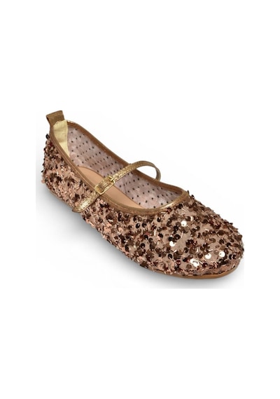 Fox Shoes Y250322040 Bronz Kumaş Pullu Kadın Babet Bronz