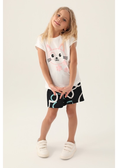 Rolypoly Cat Krem Kız Çocuk Şort Takım 5274-43025 Krem