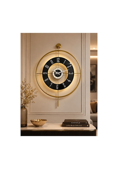 Pey Aksesuar Metal Camlı Duvar Saati 60x80 Cm Büyük Boy Işıklı Gerçek Cam Gold-şeffaf-siyah-gümüş M61-gold-şeffaf-siyah-gümüş