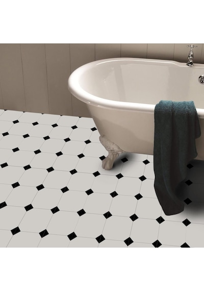 Tr 30 30 Cm 10 Adet Beyaz Siyah Kare Su Geçirmez Kaymaz Yer Karosu Çıkartması Mutfak Banyo Oturma Odası İçin