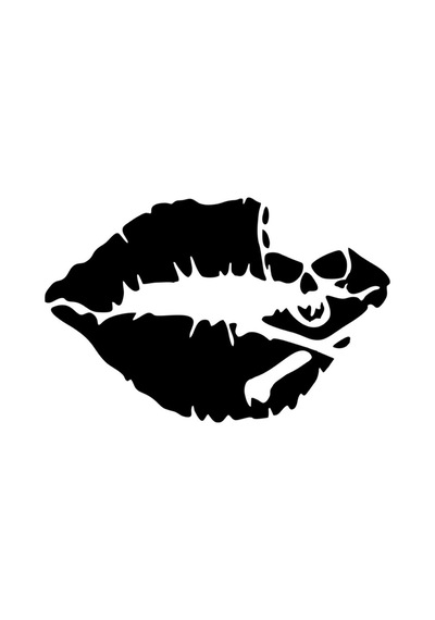 Dudak Içinde Kuru Kafa Oto Motor Laptop Duvar Folyo Sticker 10 X 6 Cm