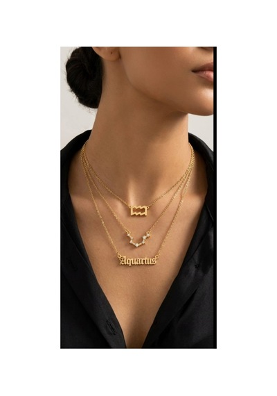 Lunarie Kova Burcu Takımyıldızı Zodyak 14k Gold Çoklu Kolye Seti Altın