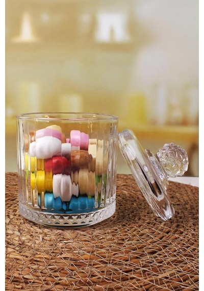 Deconox Lüx Kristal Büyük Cam Şekerlik & Cam Lokumluk, Kesme Cam Lüx Şekerlik 13cm 7.8cm - 06638 Diğer