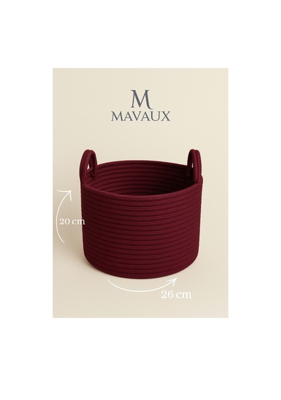 Mavaux Doğal El Dokuma Hasır Jüt Sepet 20x26 Cm Dekoratif, Çok Amaçlı, Şık Ve Dayanıklı Saklama Sepeti Mürdüm