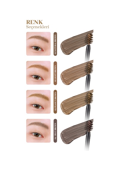 Yoğun Pigmentli, Üçgen Fırça Uçlu Kaş Maskarası Clıo Kill Brow Color Brow Lacquer 02 Light Brown 02
