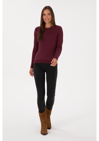 U.S. Polo Assn. Kadın Bordo Bisiklet Yaka Basic Kazak 50307763-VR177