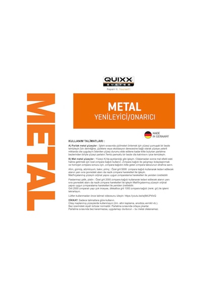 QUIXX® Krom/Metal Yüzey Yenileme Seti