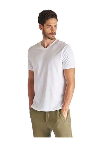 United Colors of Benetton Erkek Beyaz %100 Koton V Yaka Basic T-shirt Beyaz